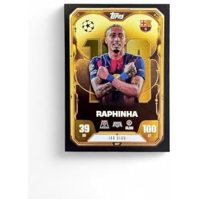 rayihni RAPHINHA (BARCELONA) +40 BONUS CARDS  100 CLUB  MATCH ATTAX 2025/2026 (25/26)  RARE FOOTBALL TRADING CARD - Image 4